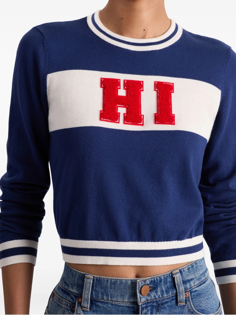 Alice + Olivia “Carolann” HI Cropped Crewneck Sweater